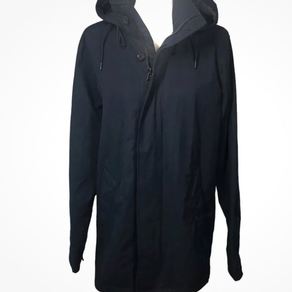 Abercrombie Fitch Jacket Womans Size L Navy Adirondack Trench Hooded Vintage - Picture 2 of 9